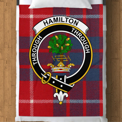 Scottish Clan Hamilton Crest Tartan Blanket