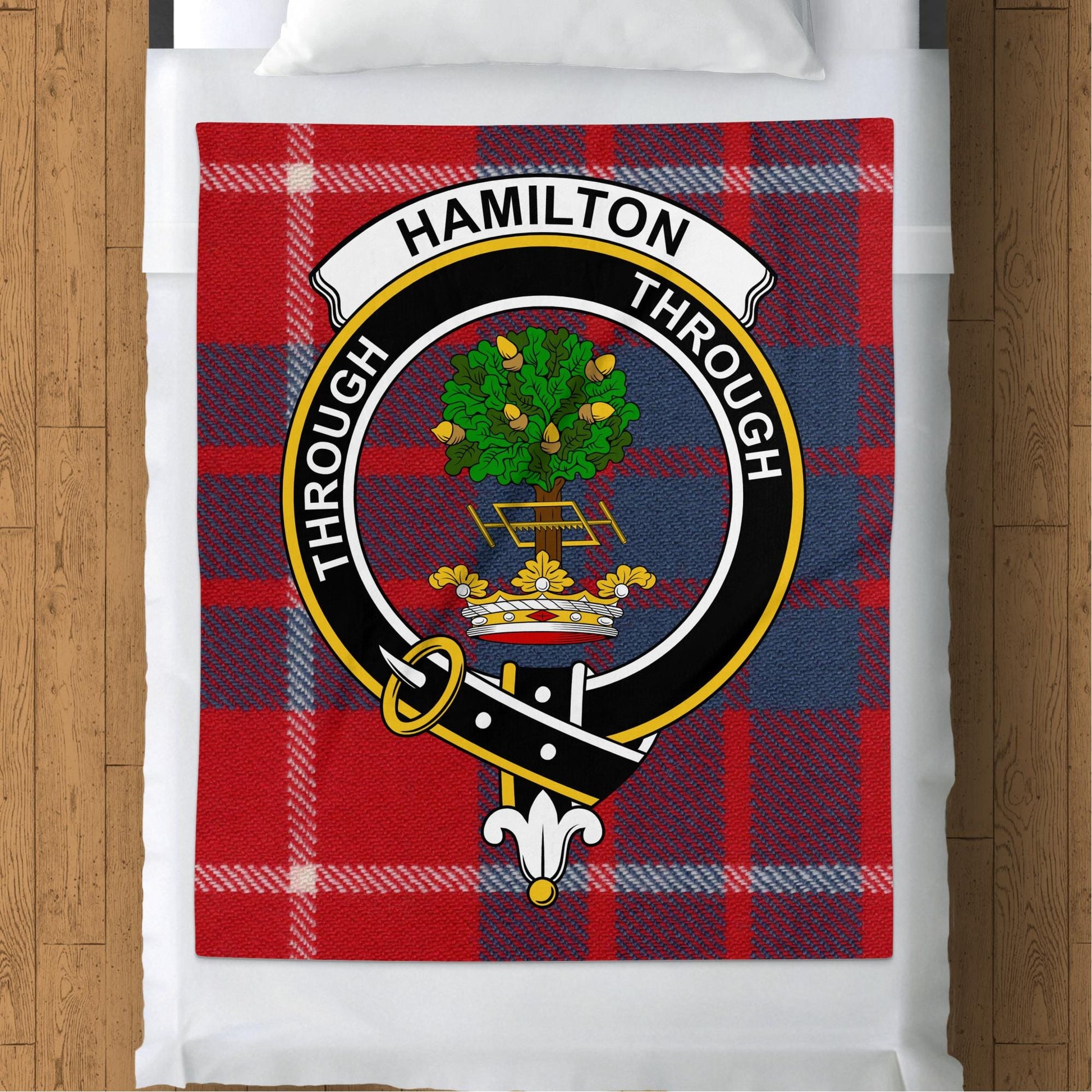 Scottish Clan Hamilton Crest Tartan Blanket