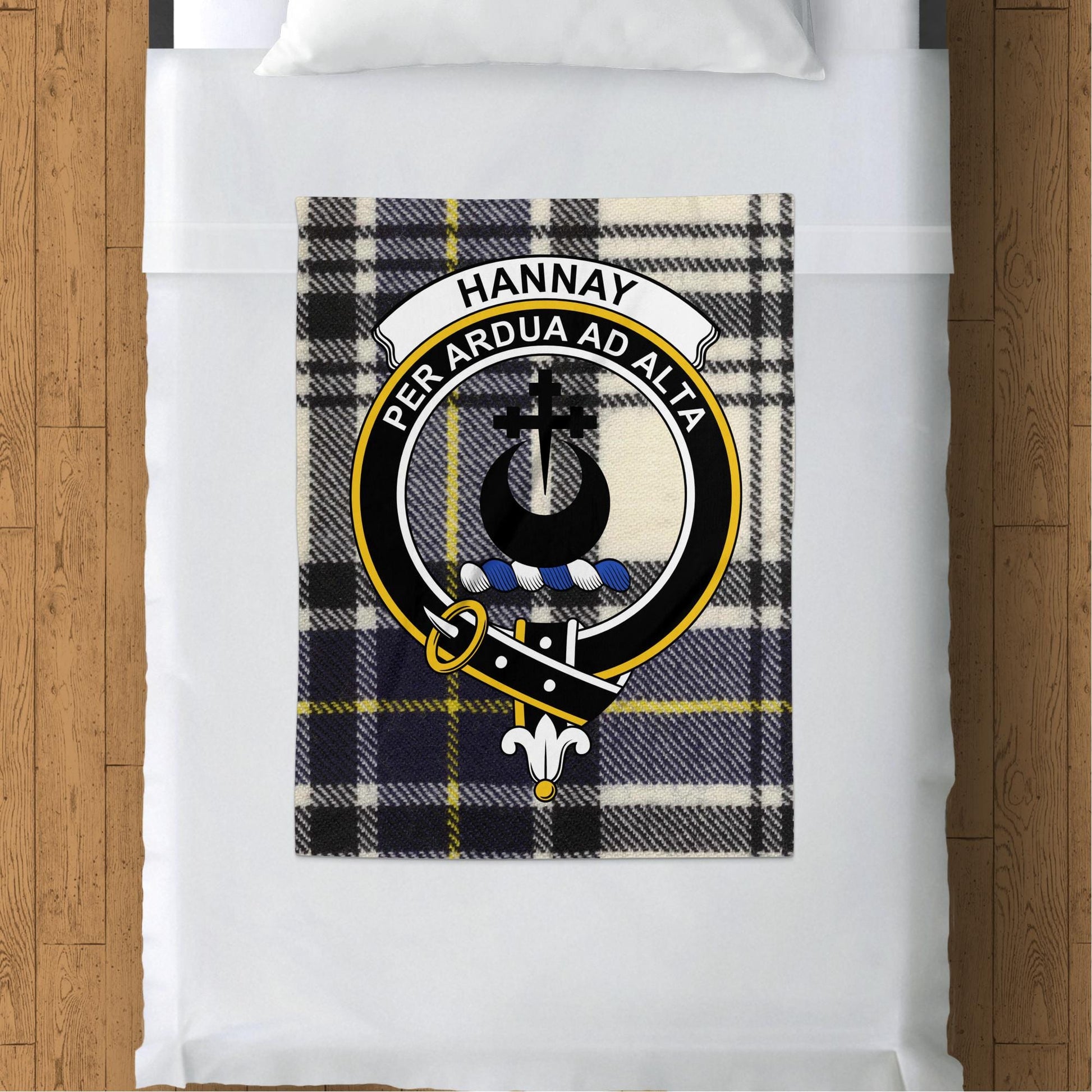 Scottish Clan Hannay Crest Tartan Blanket