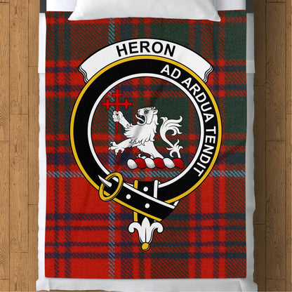 Scottish Clan Heron Crest Tartan Blanket