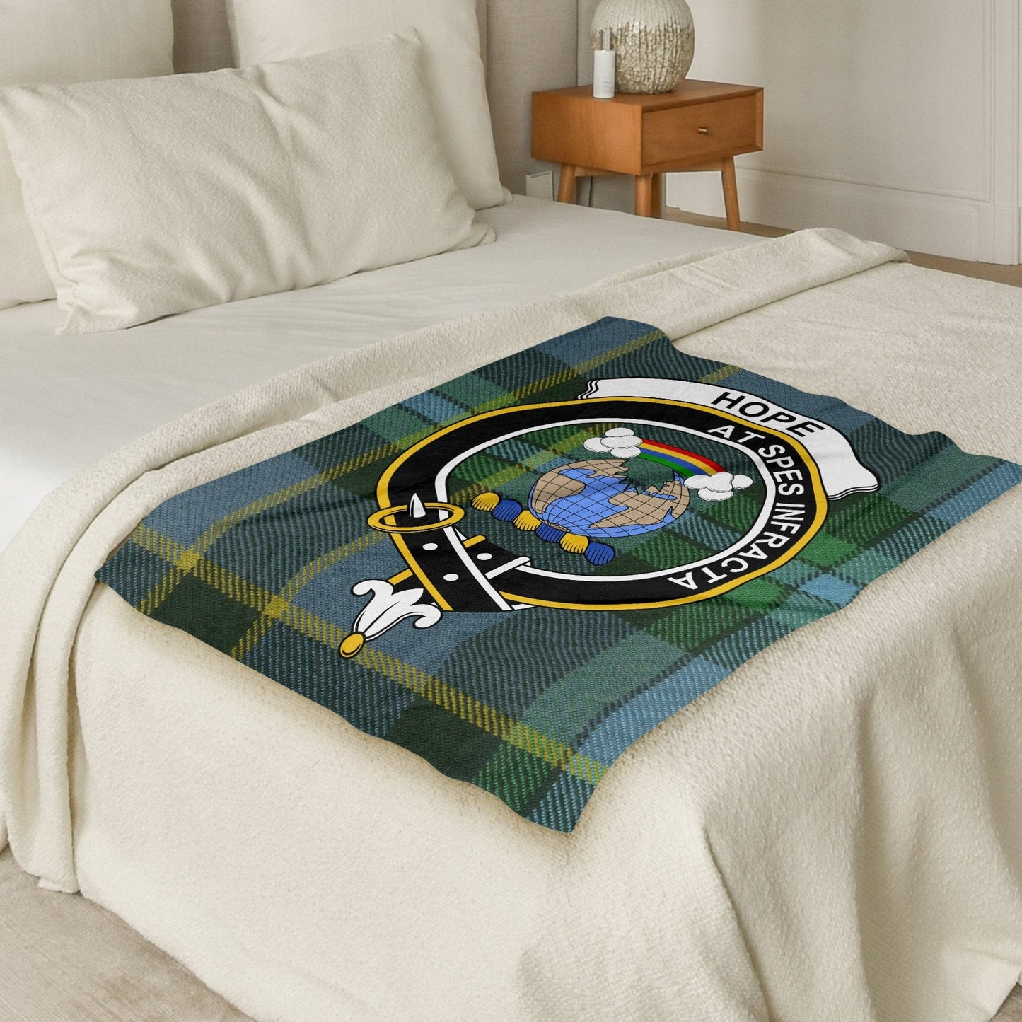 Scottish Clan Hope At Spes Infracta Tartan Blanket