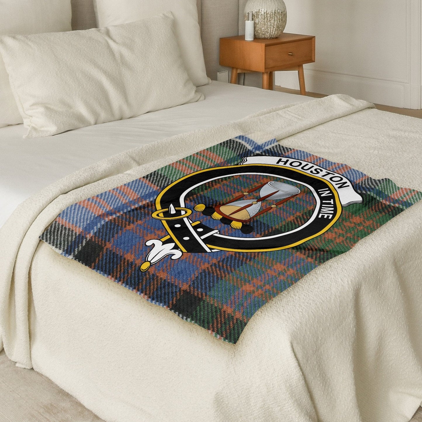 Scottish Clan Houston Crest Tartan Blanket