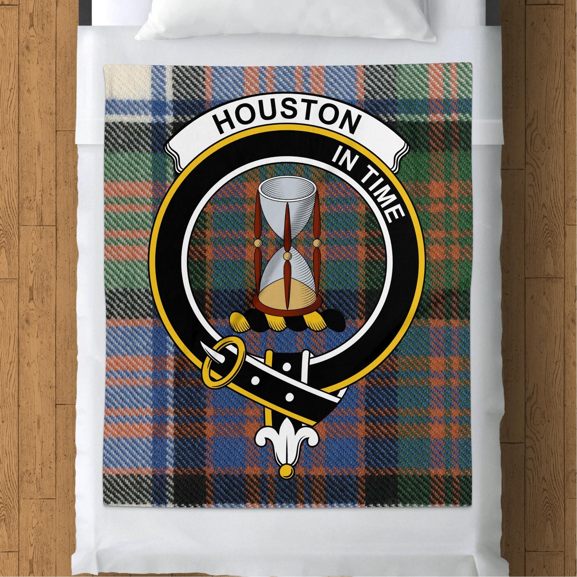 Scottish Clan Houston Crest Tartan Blanket