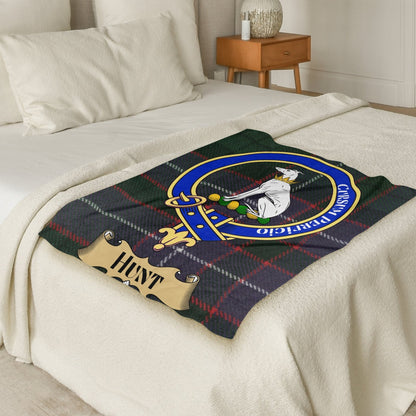 Scottish Clan Hunt Crest Tartan Blanket