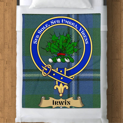 Scottish Clan Irwin Tartan Crest Blanket