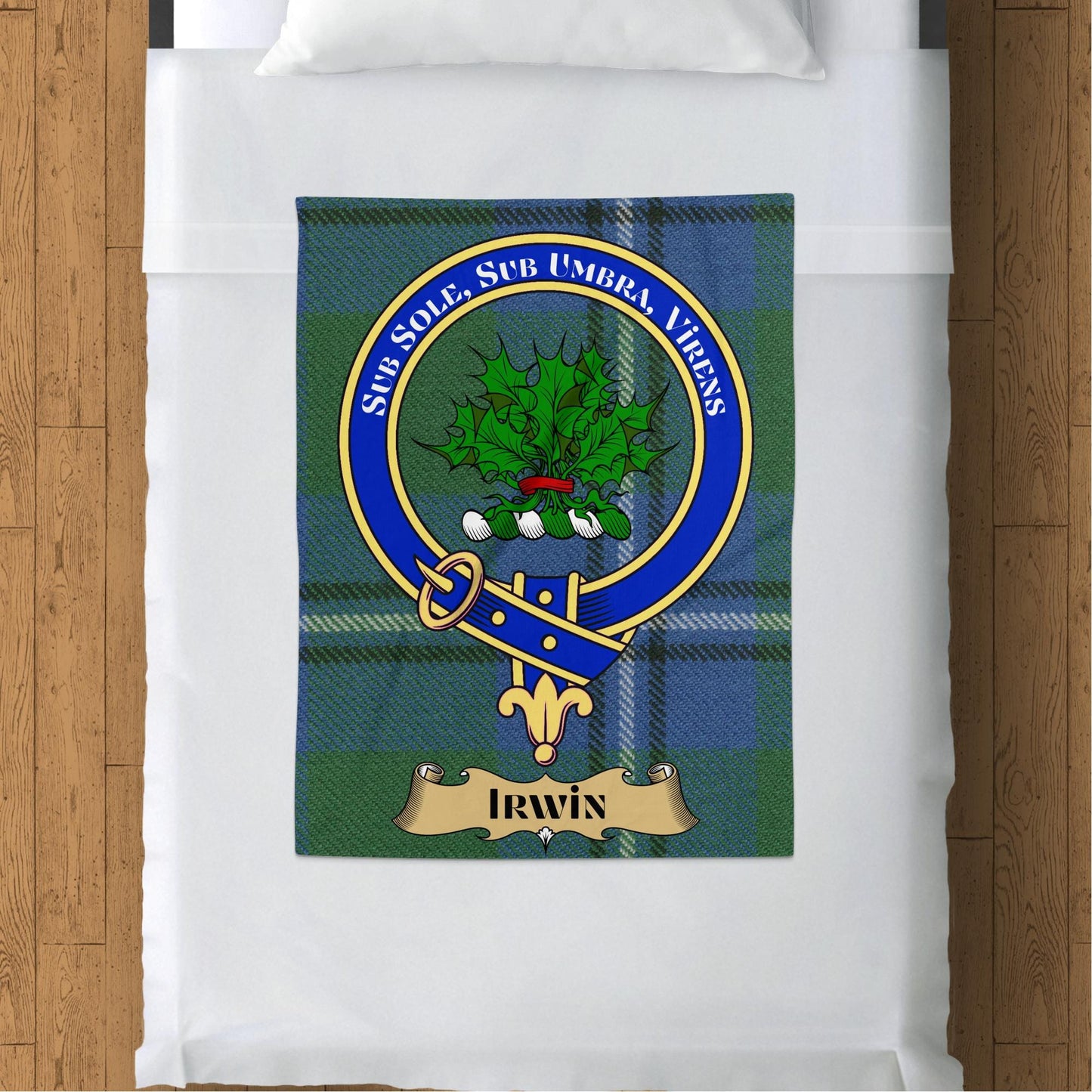 Scottish Clan Irwin Tartan Crest Blanket