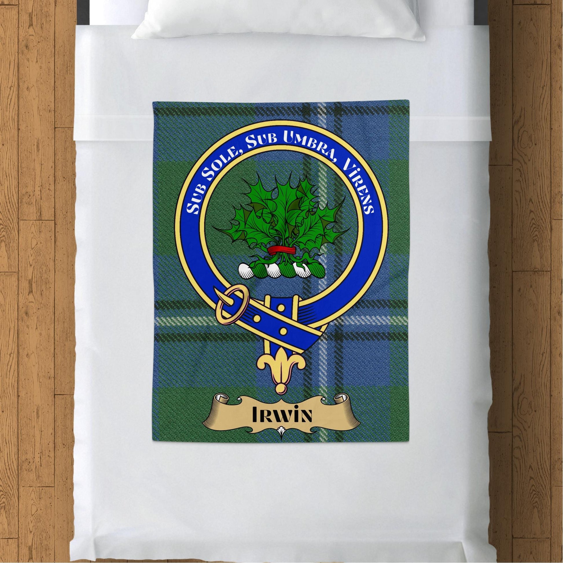 Scottish Clan Irwin Tartan Crest Blanket