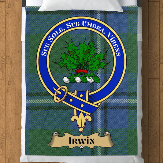 Scottish Clan Irwin Tartan Crest Blanket