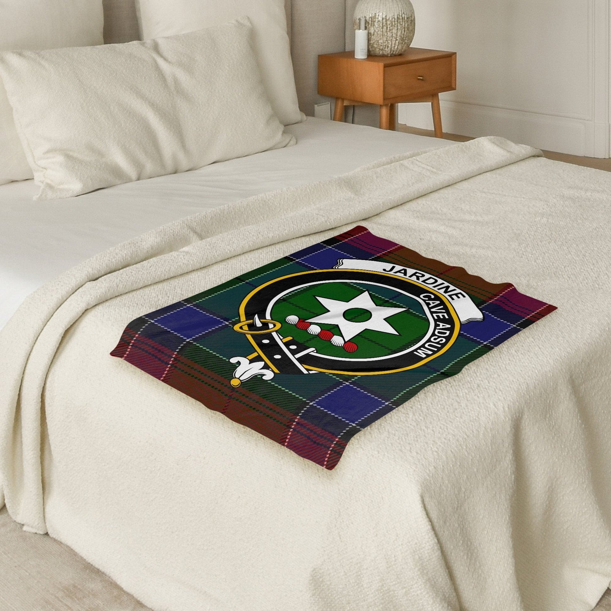 Scottish Clan Jardine Crest Tartan Blanket