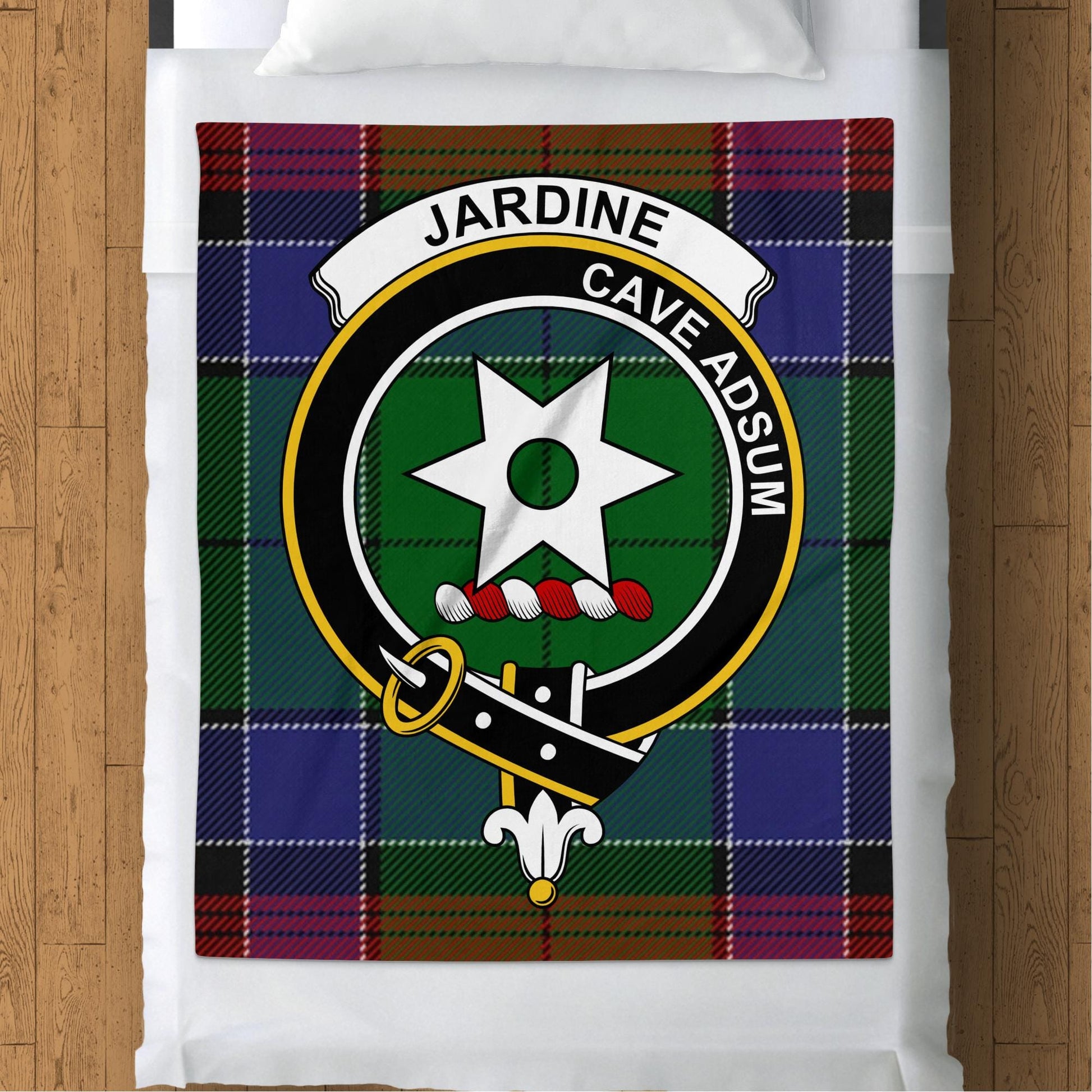 Scottish Clan Jardine Crest Tartan Blanket