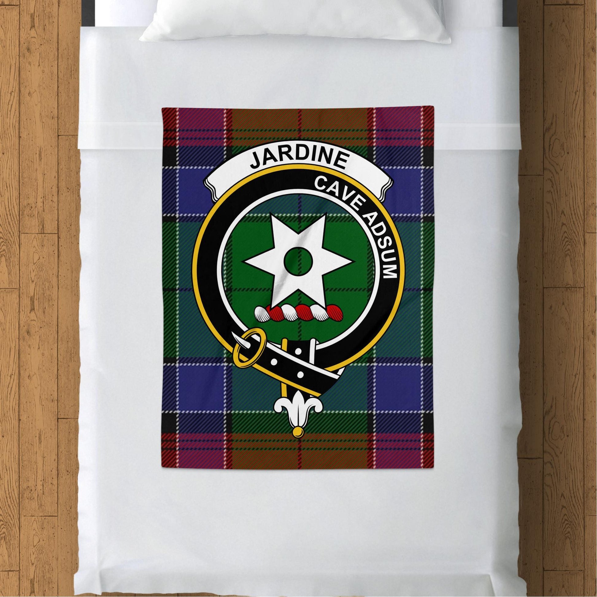 Scottish Clan Jardine Crest Tartan Blanket