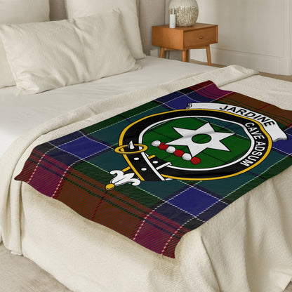 Scottish Clan Jardine Crest Tartan Blanket