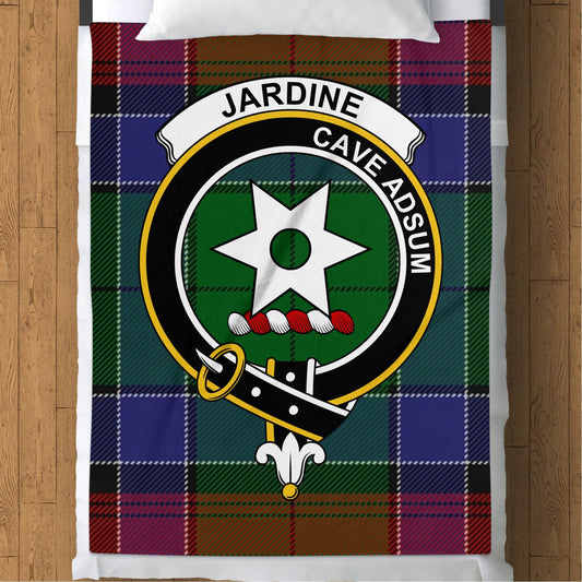 Scottish Clan Jardine Crest Tartan Blanket