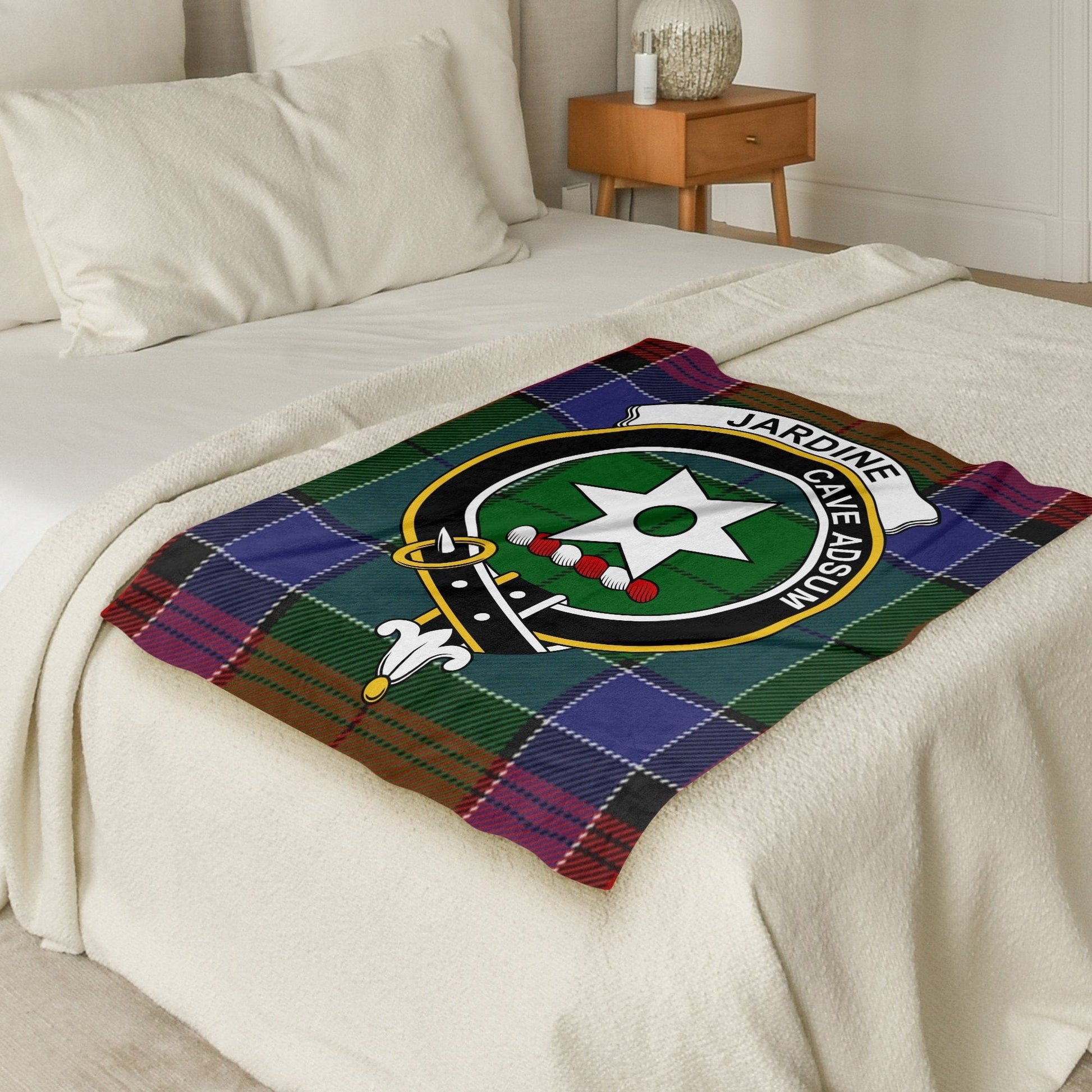 Scottish Clan Jardine Crest Tartan Blanket