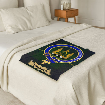 Scottish Clan Johnson Crest Tartan Blanket