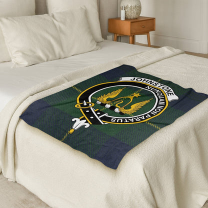 Scottish Clan Johnstone Crest Tartan Blanket