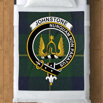 Scottish Clan Johnstone Crest Tartan Blanket