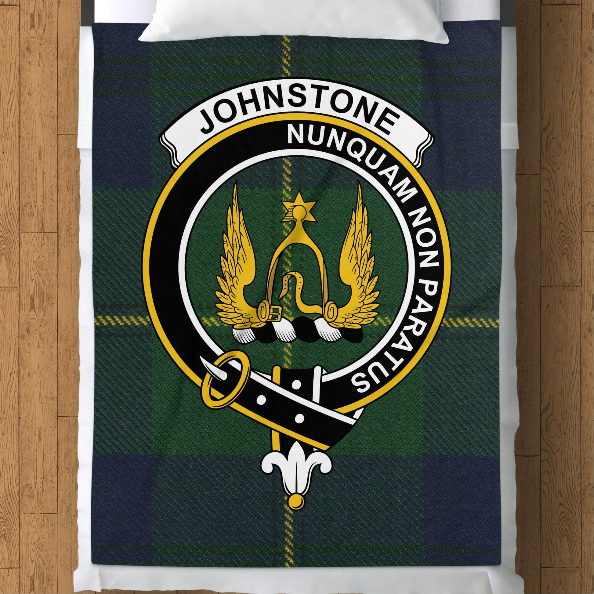 Scottish Clan Johnstone Crest Tartan Blanket