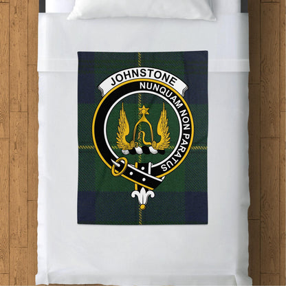 Scottish Clan Johnstone Crest Tartan Blanket