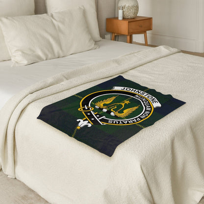 Scottish Clan Johnstone Crest Tartan Blanket