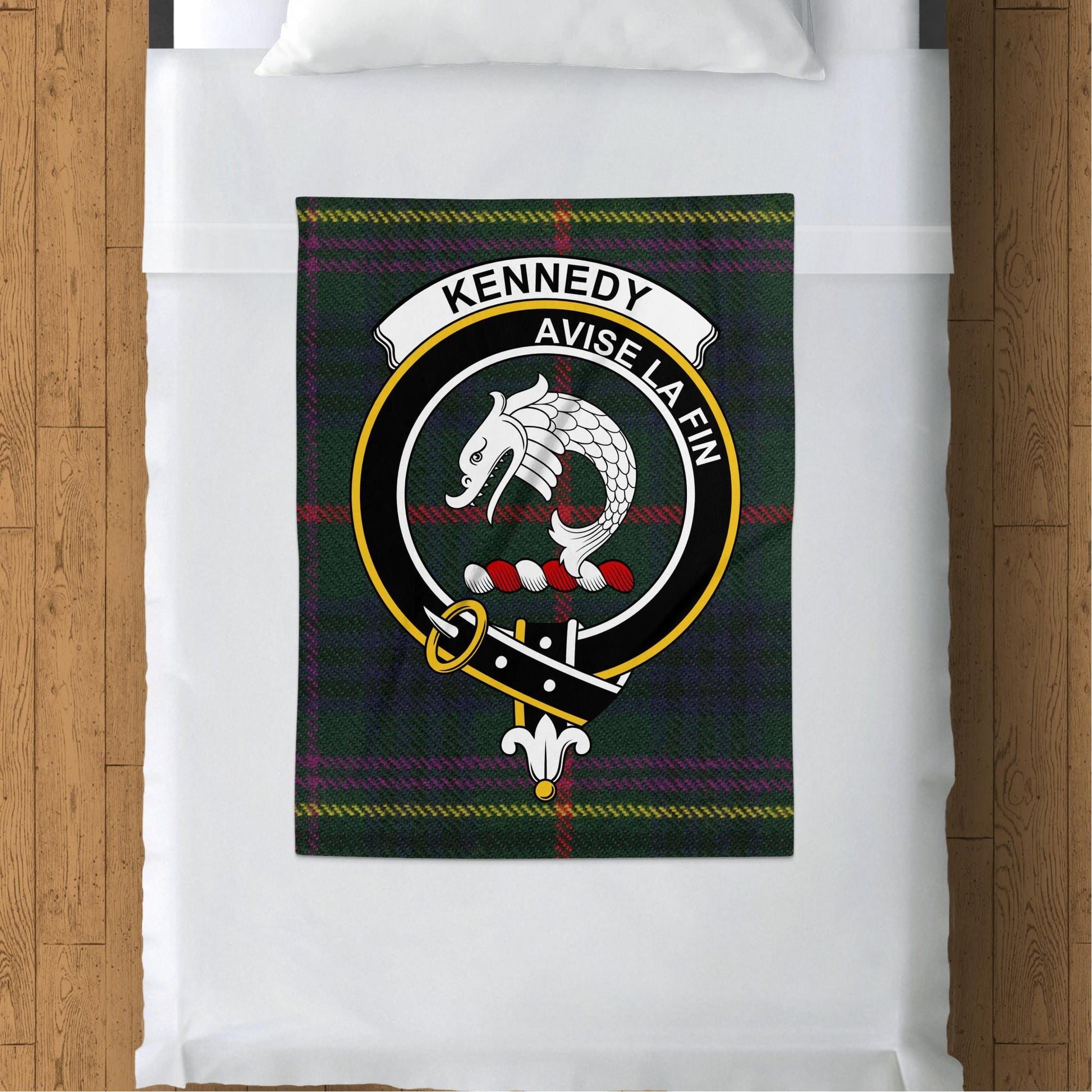 Scottish Clan Kennedy Crest Tartan Blanket