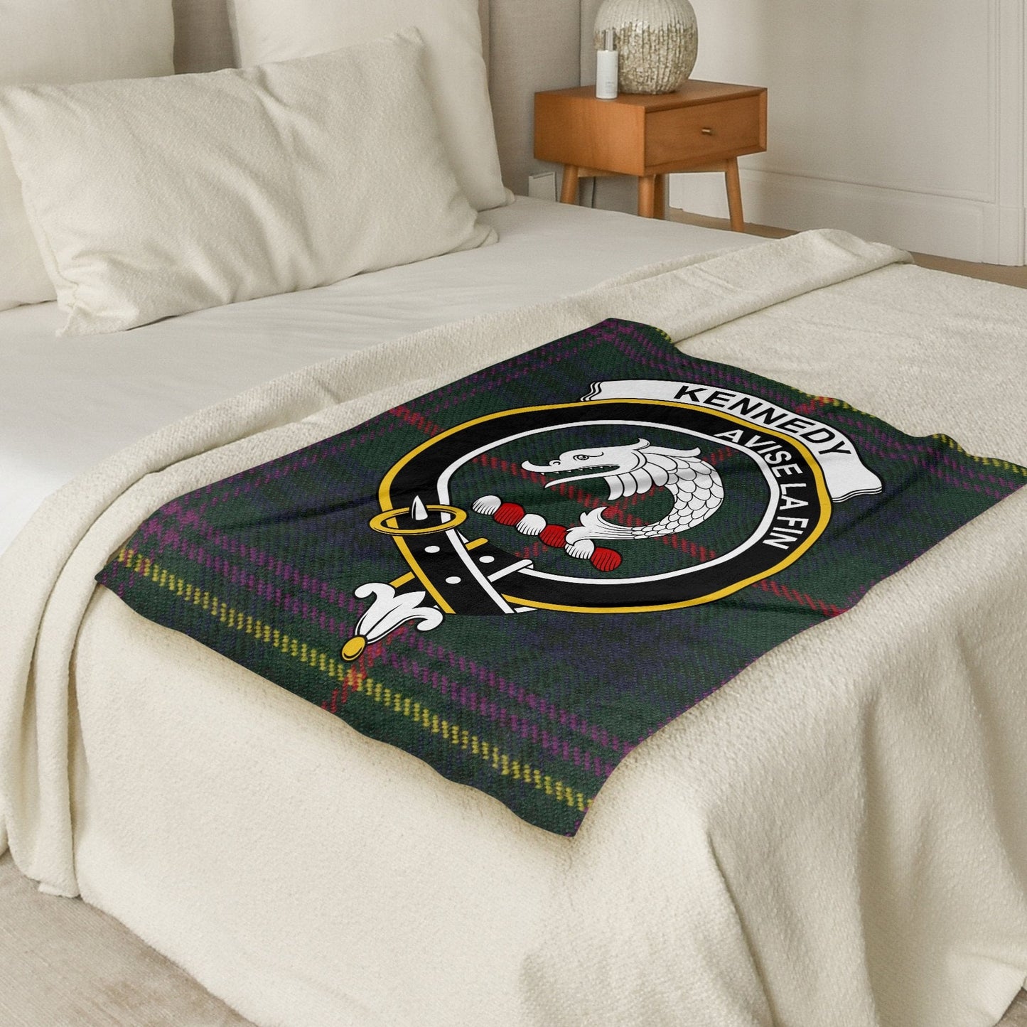 Scottish Clan Kennedy Crest Tartan Blanket