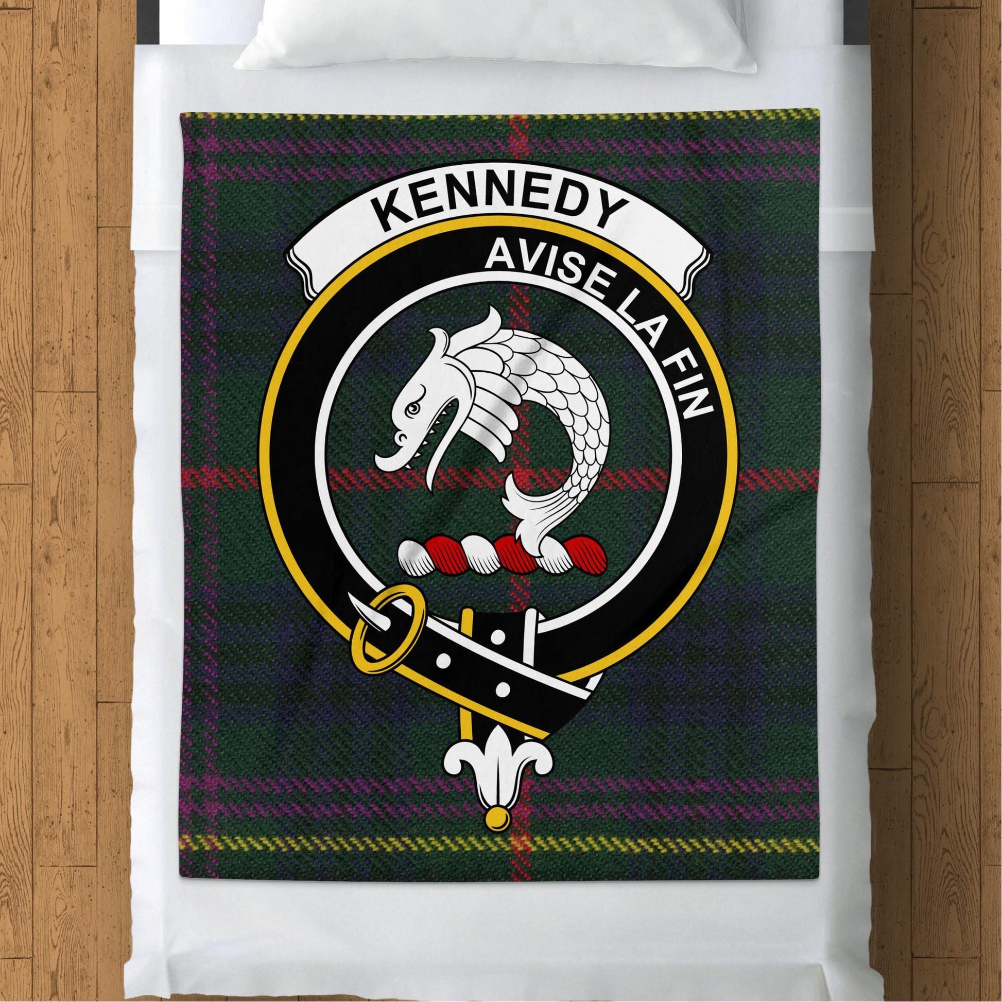 Scottish Clan Kennedy Crest Tartan Blanket