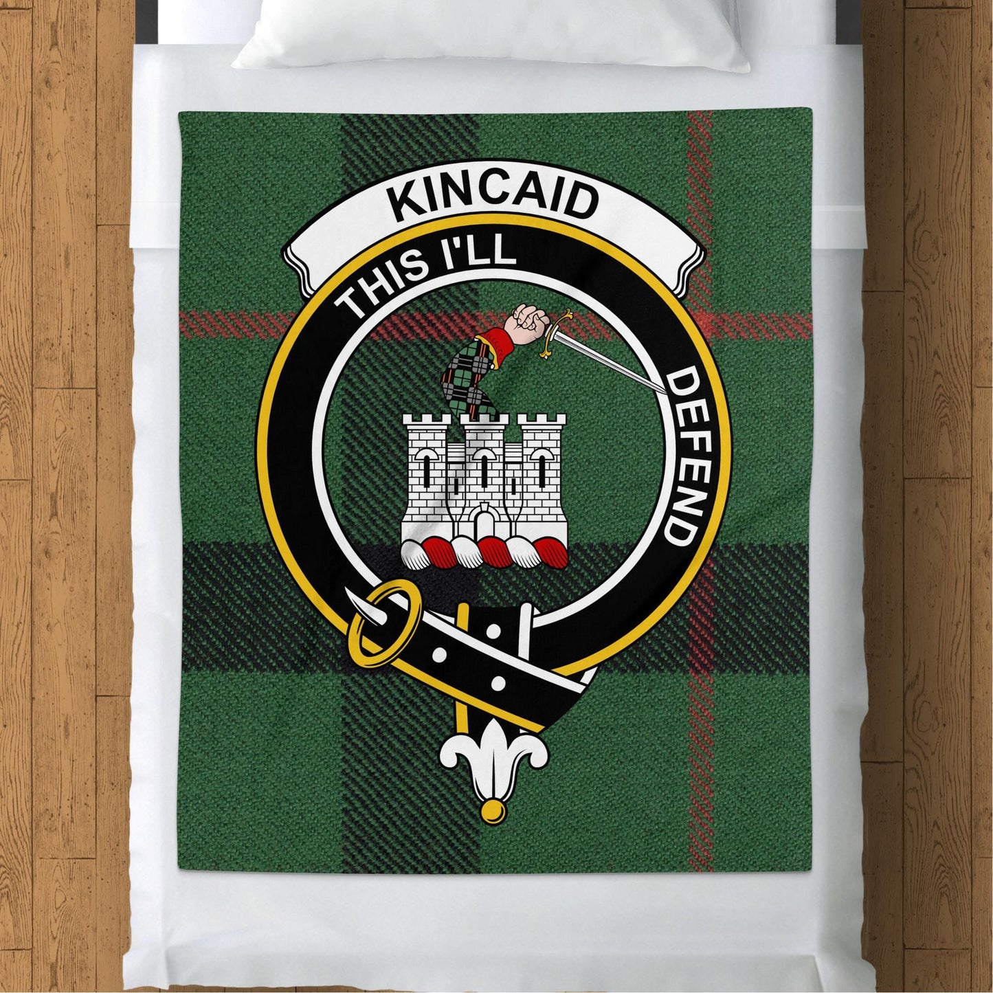 Scottish Clan Kincaid Crest Tartan Blanket