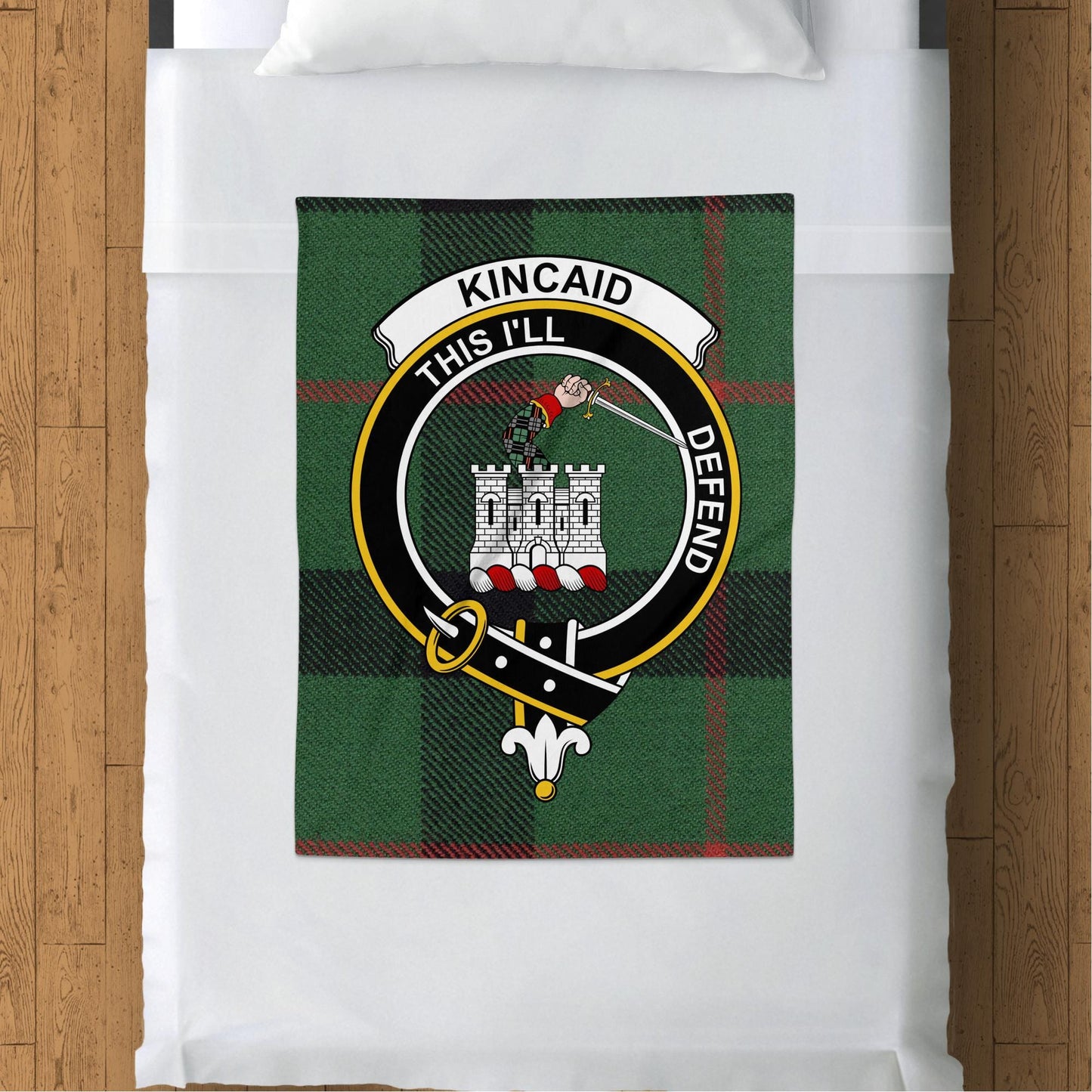 Scottish Clan Kincaid Crest Tartan Blanket