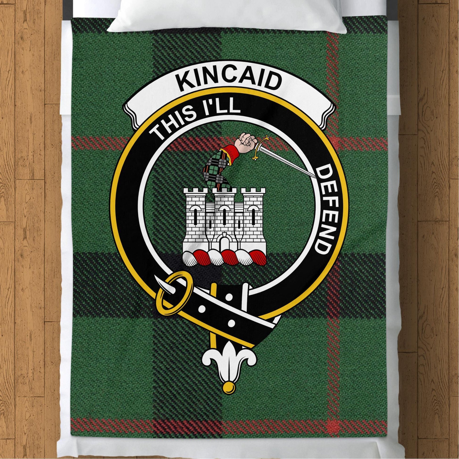 Scottish Clan Kincaid Crest Tartan Blanket