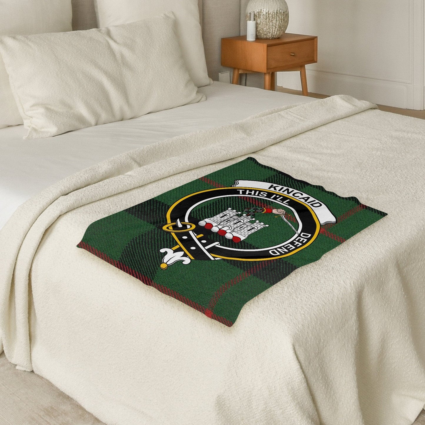 Scottish Clan Kincaid Crest Tartan Blanket