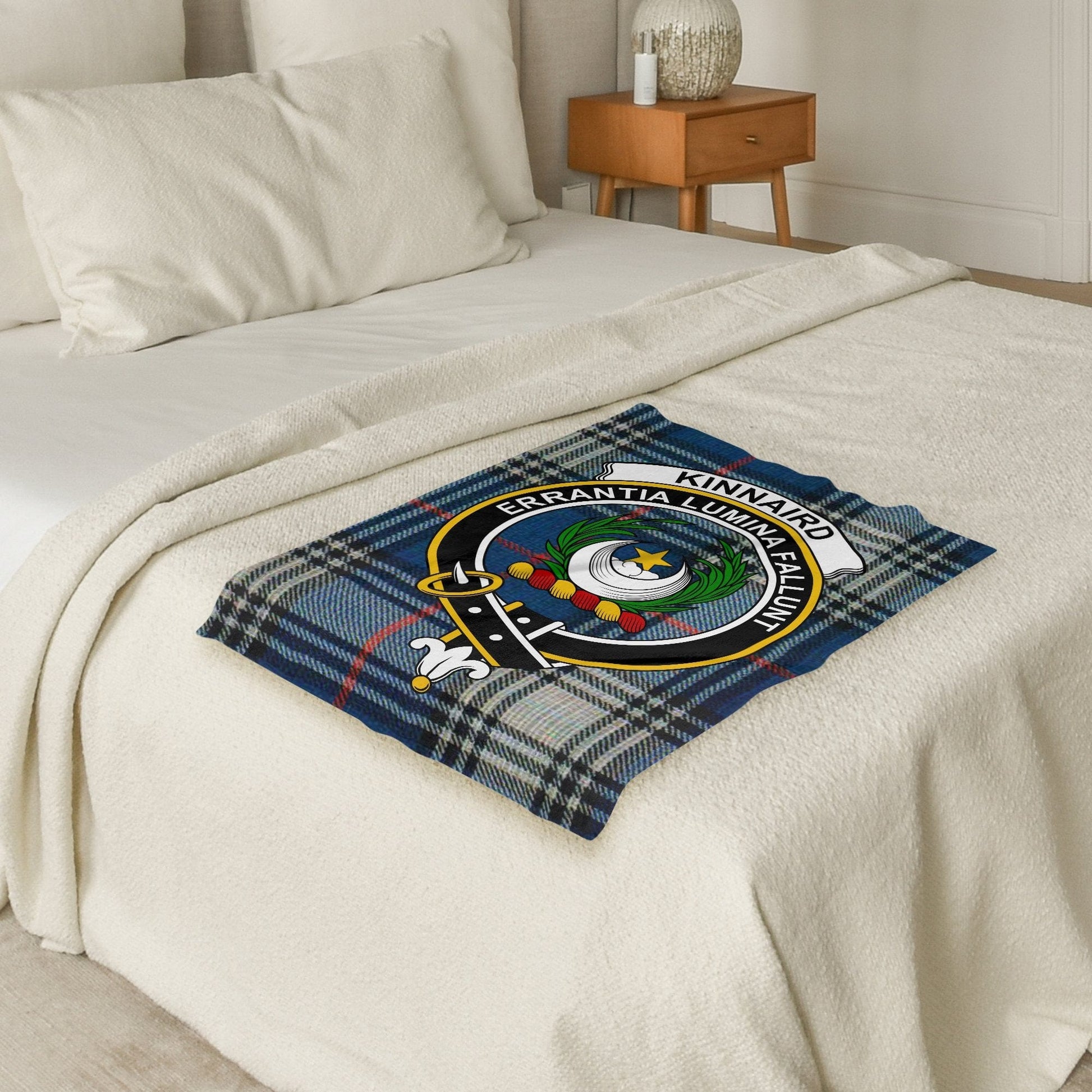 Scottish Clan Kinnaird Crest Tartan Blanket