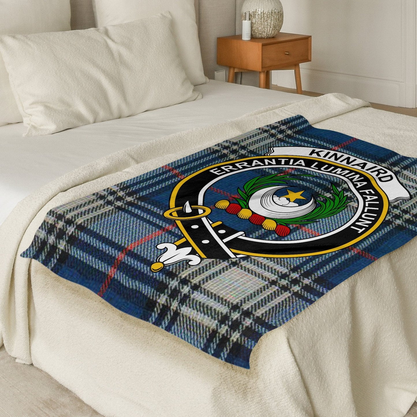 Scottish Clan Kinnaird Crest Tartan Blanket