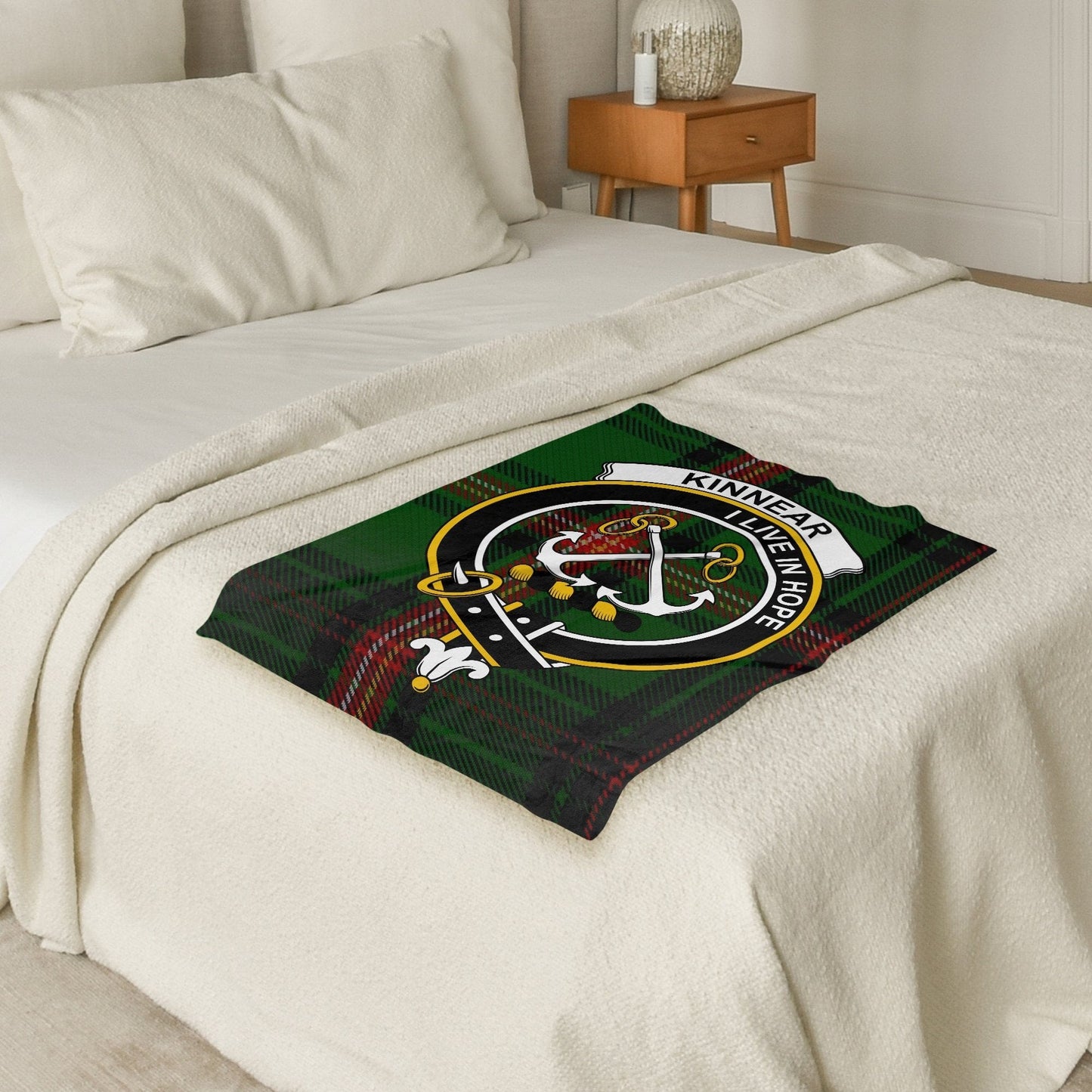 Scottish Clan Kinnear Crest Tartan Blanket