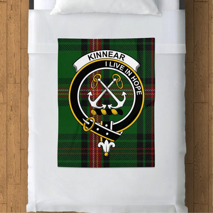 Scottish Clan Kinnear Crest Tartan Blanket