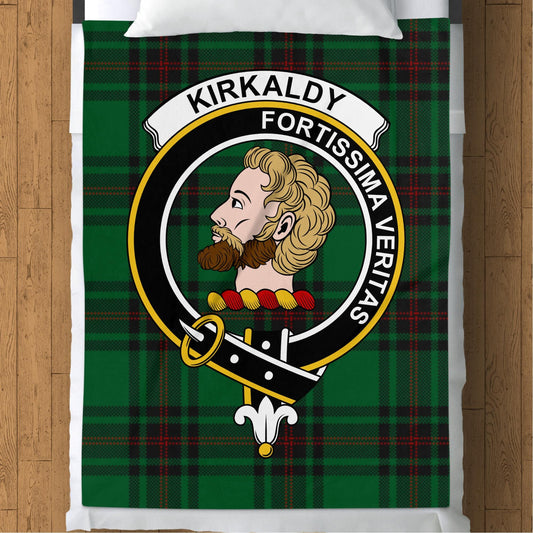 Scottish Clan Kirkaldy Crest Tartan Blanket