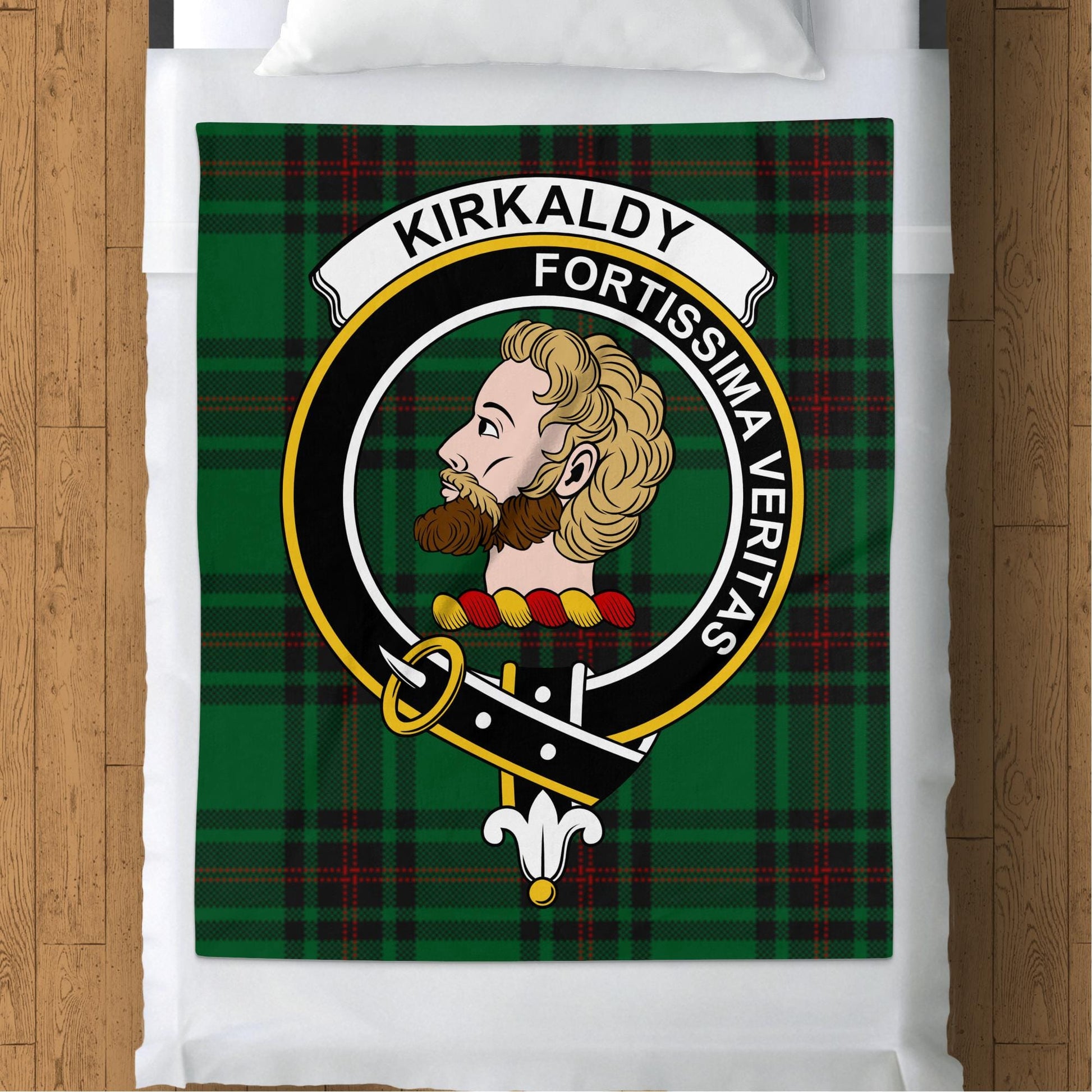 Scottish Clan Kirkaldy Crest Tartan Blanket