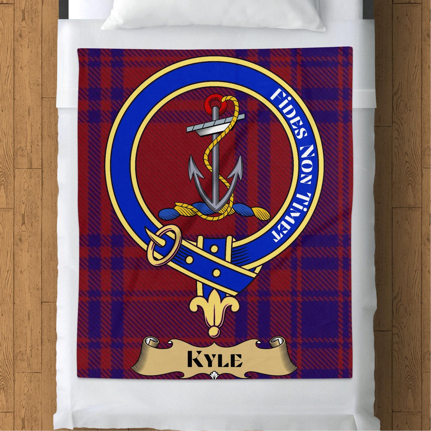 Scottish Clan Kyle Crest Tartan Pattern Blanket