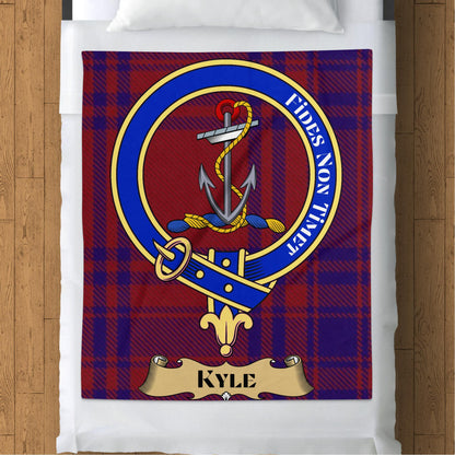 Scottish Clan Kyle Crest Tartan Pattern Blanket