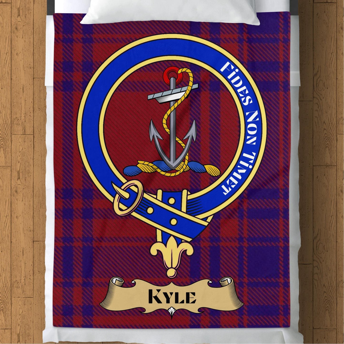 Scottish Clan Kyle Crest Tartan Pattern Blanket