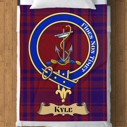 Scottish Clan Kyle Crest Tartan Pattern Blanket