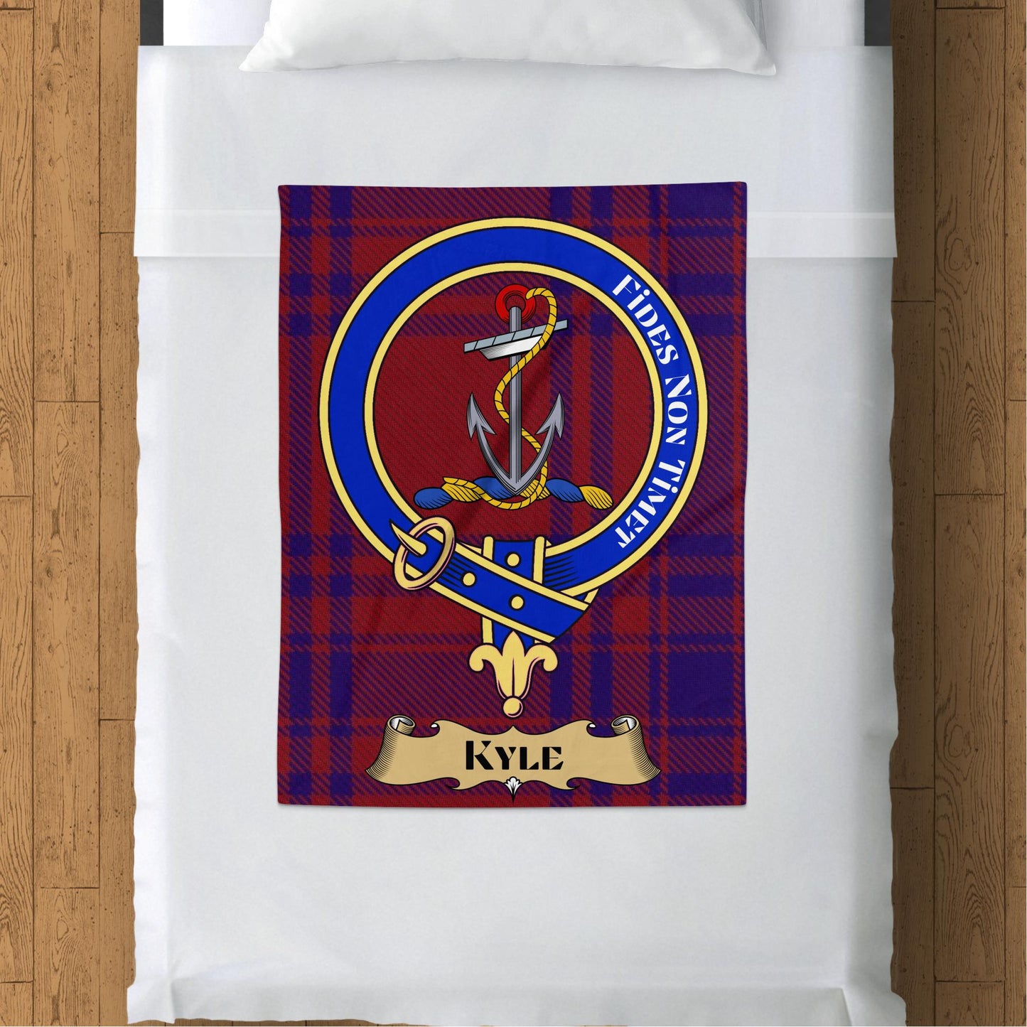 Scottish Clan Kyle Crest Tartan Pattern Blanket