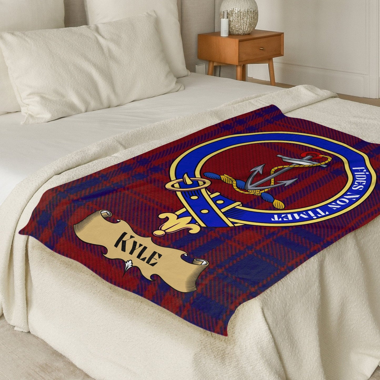 Scottish Clan Kyle Crest Tartan Pattern Blanket