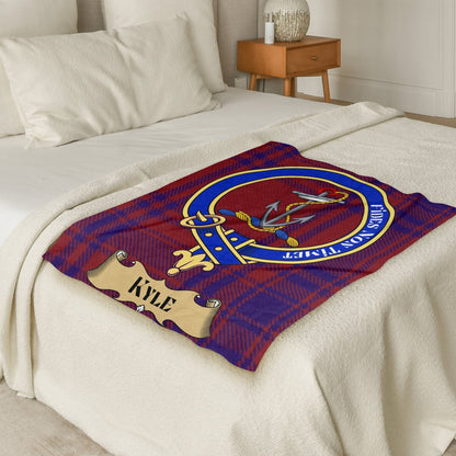 Scottish Clan Kyle Crest Tartan Pattern Blanket