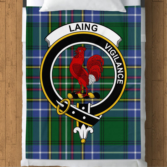 Scottish Clan Laing Tartan Crest Blanket