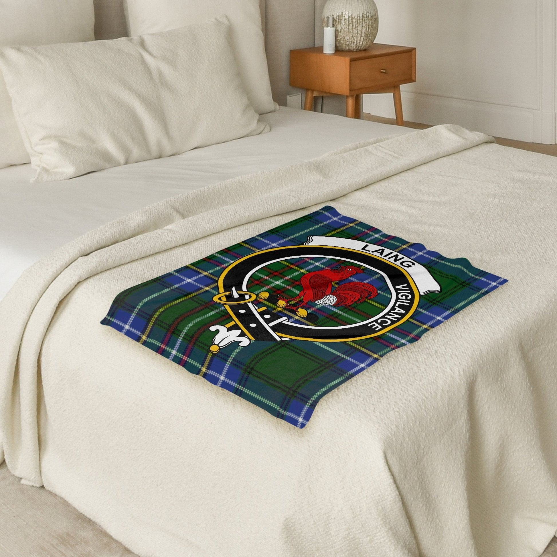 Scottish Clan Laing Tartan Crest Blanket