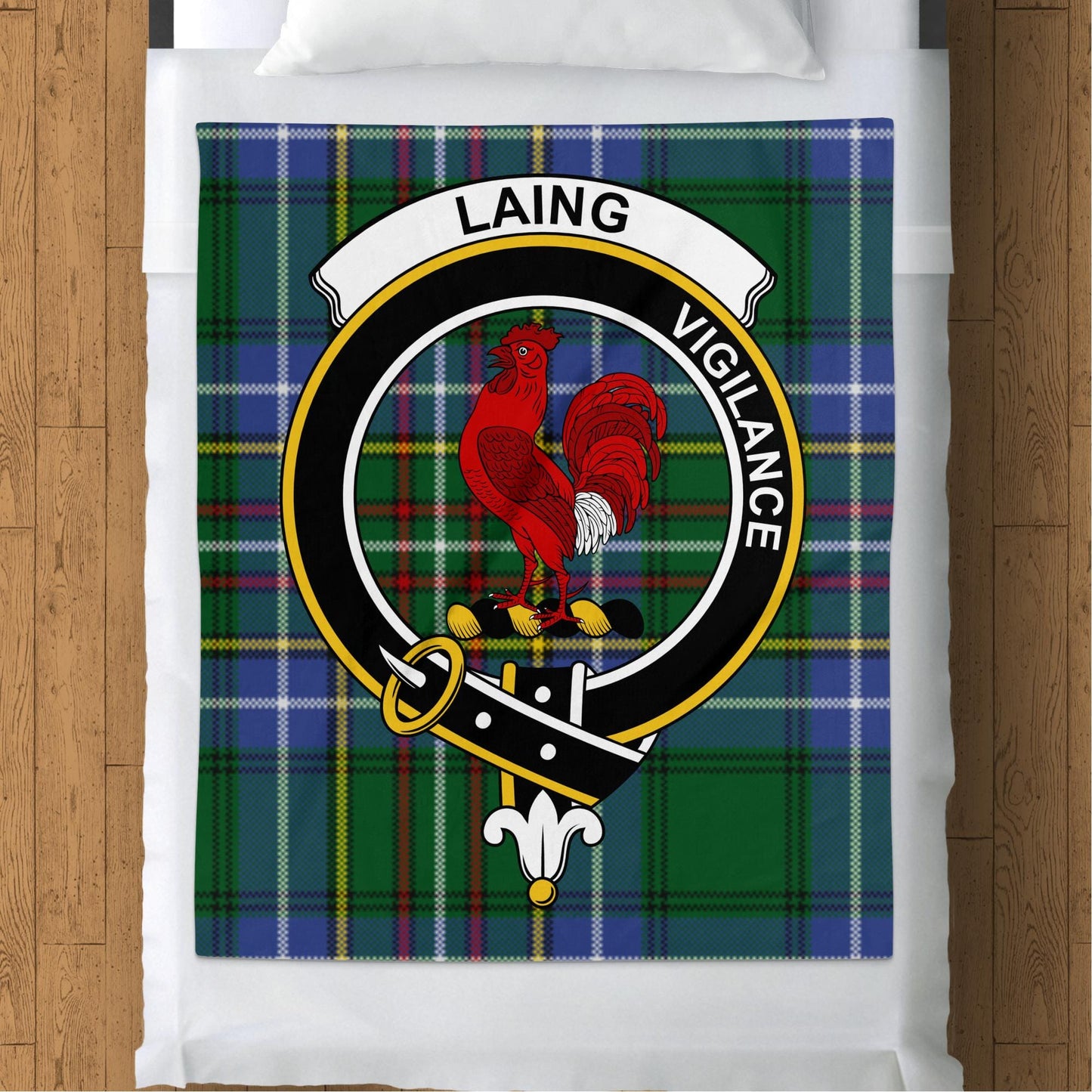 Scottish Clan Laing Tartan Crest Blanket