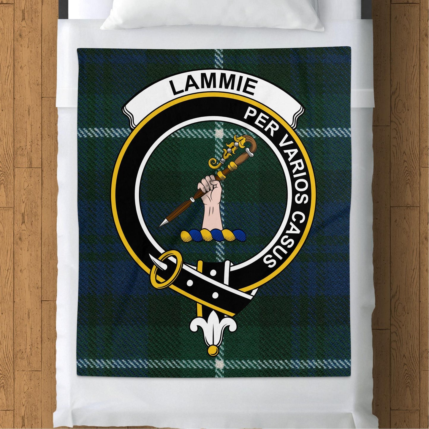 Scottish Clan Lammie Tartan Crest Plaid Blanket