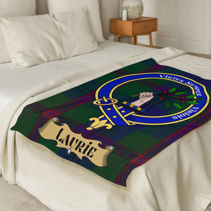 Scottish Clan Laurie Crest Tartan Blanket