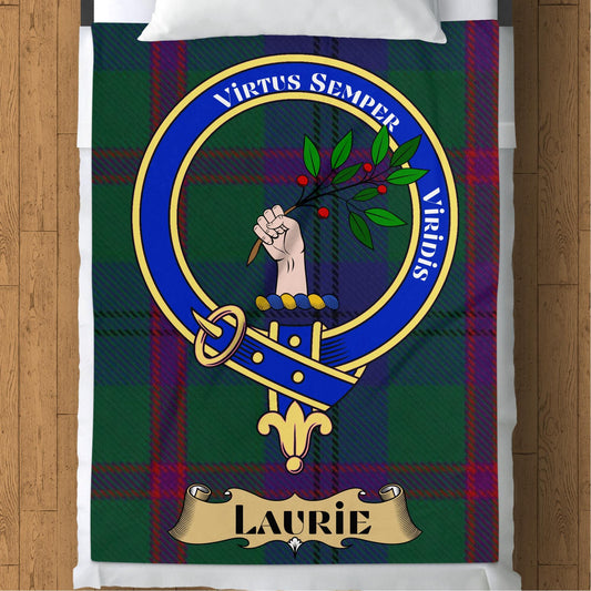 Scottish Clan Laurie Crest Tartan Blanket